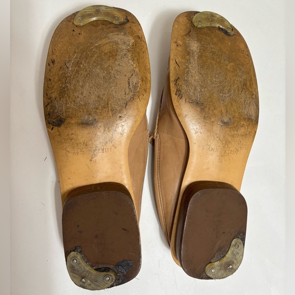 Ann Klein camel tan leather loafers‎ clogs flats square toe slip on mules size 7 - Picture 8 of 12